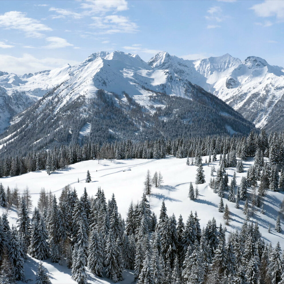 Ausblick auf die Winterlandschaft von Kartitsch