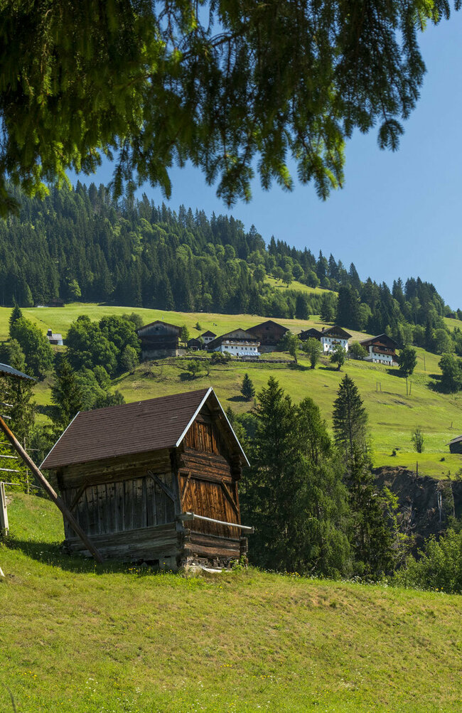 Höfe Trail, Blickrichtung Guggenberg