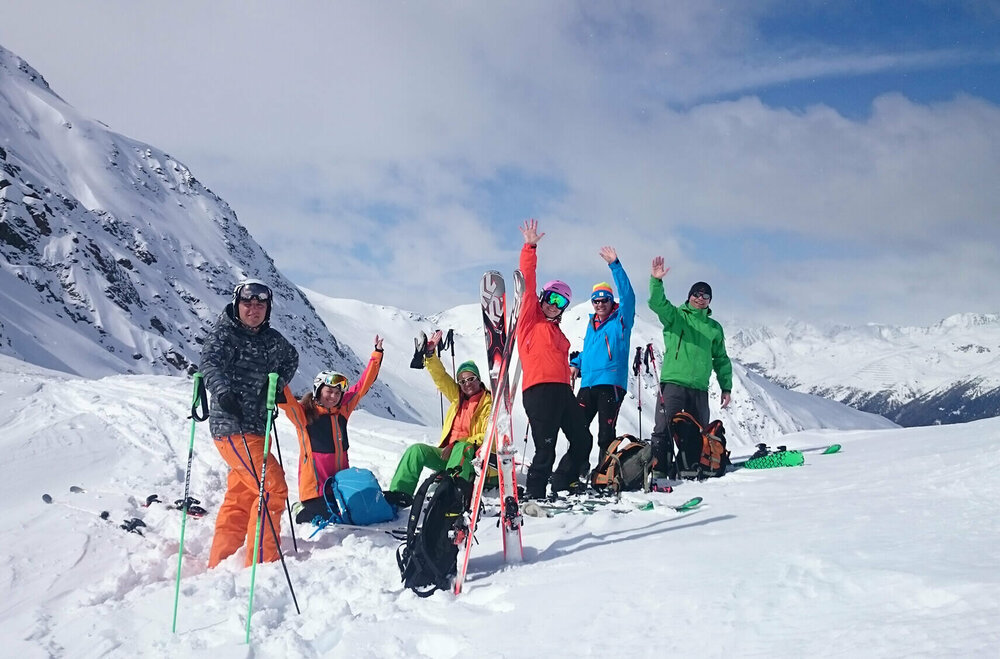 Skitourengruppe am Ziel beim Austria Skitourenfestival.