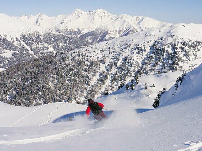 Nahaufnahme bei der Abfahrt bei der Skitour in Villgraten