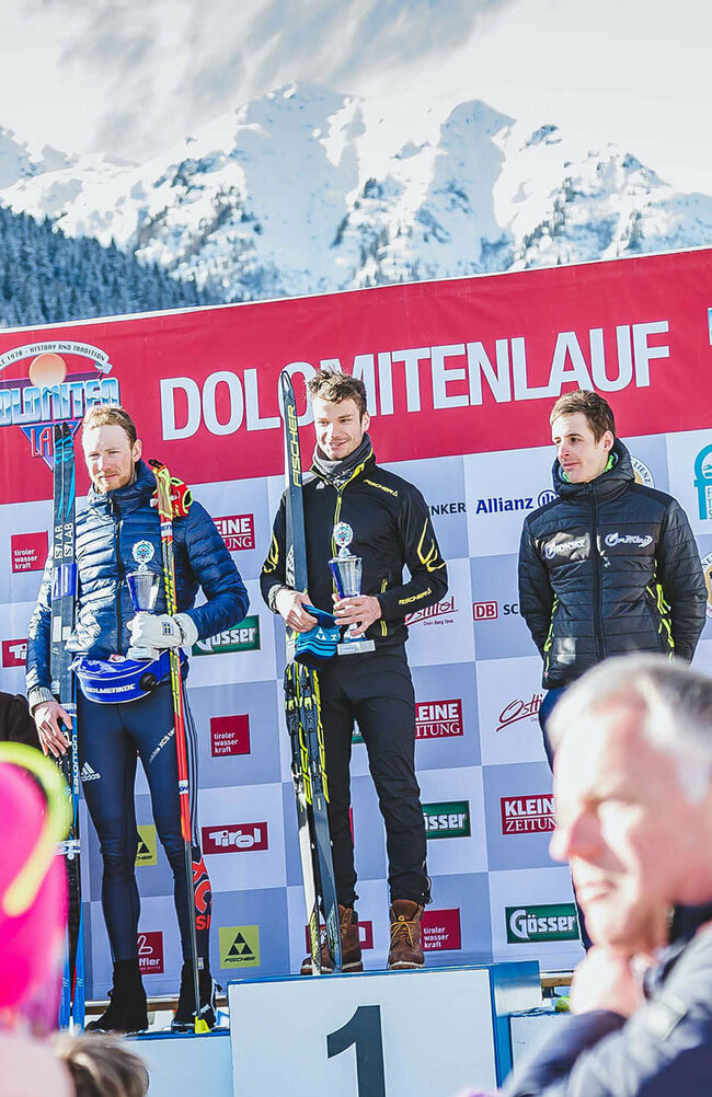 Siegerpodium Herren des Dolomitenlaufes 2019