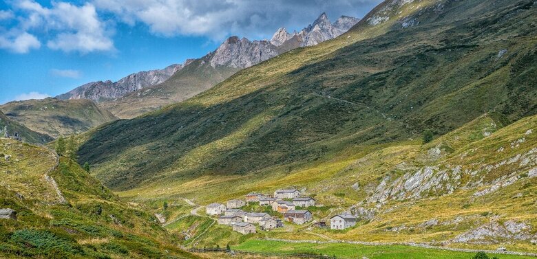 Blick auf die Jagdhausalm im Nationalpark Hohe Tauern im Sommer.