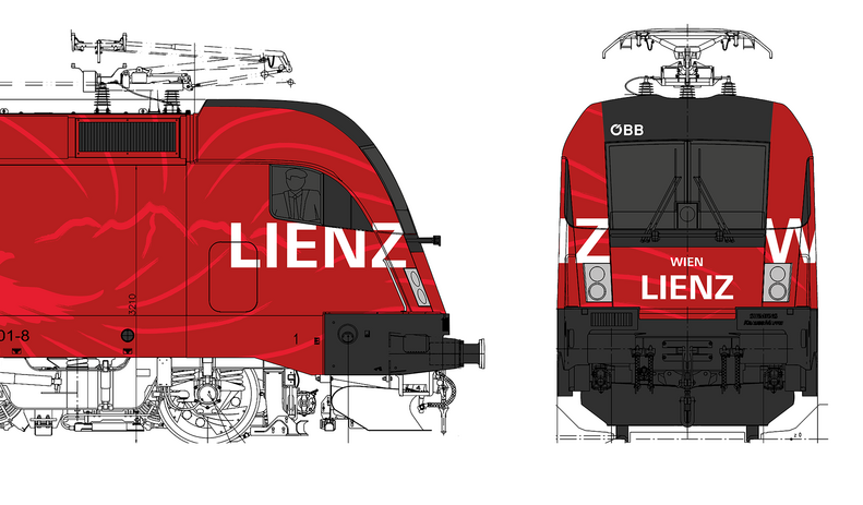 Das Mockup zeigt ein Osttirol-Branding einer Taurus-Lokomotive 1116.