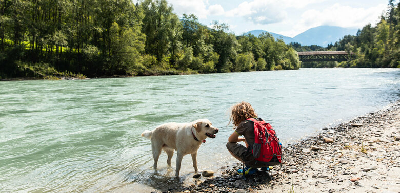 Mit dem Hund direkt am Wasser der Isel
