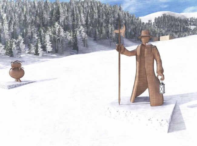 Holzwanderer im Tiefschnee vom Kinderland Obertilliach