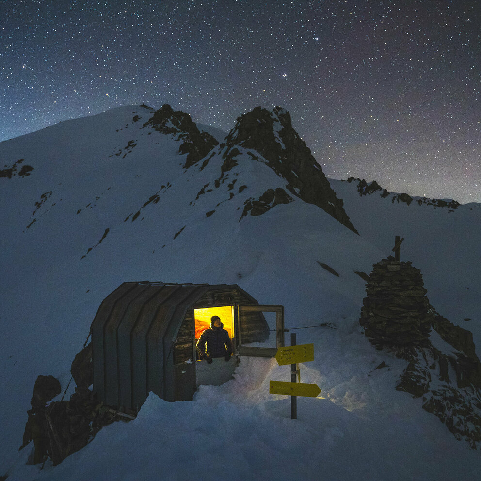 sternenhimmel-gernot-roehr-biwak Schutzhütte Gernot-Röhr-Biwak in der Schobergruppe bei Sternenhimmel